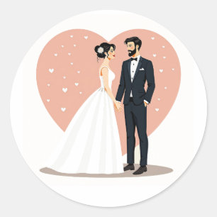 Adesivo Redondo Vinhetas Românticas de Casamento