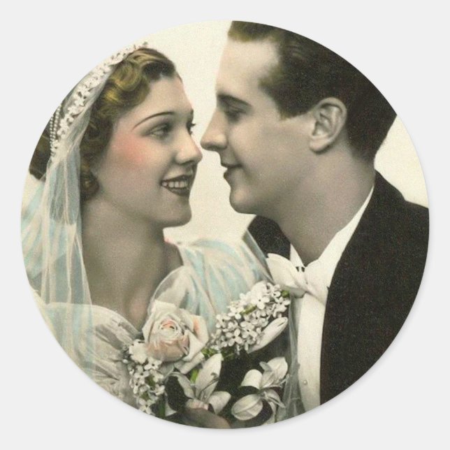 Adesivo Redondo Vinhetas Românticas de Casamento (Frente)