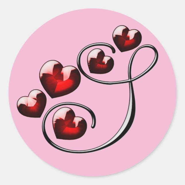 Adesivo Redondo vinhetas S iniciais de monograma (Frente)