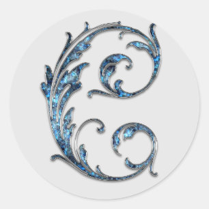 Adesivo Redondo vinhetas S iniciais de monograma
