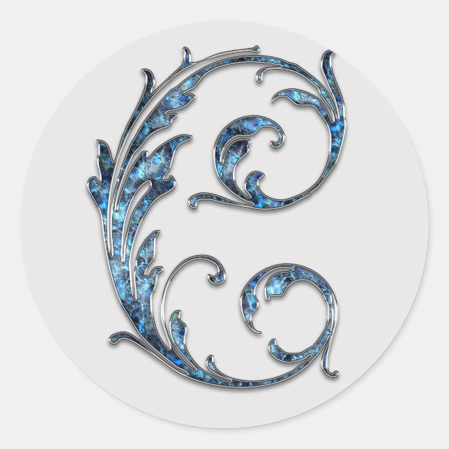 Adesivo Redondo vinhetas S iniciais de monograma (Frente)