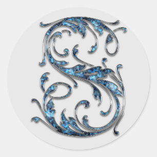 Adesivo Redondo vinhetas S iniciais de monograma