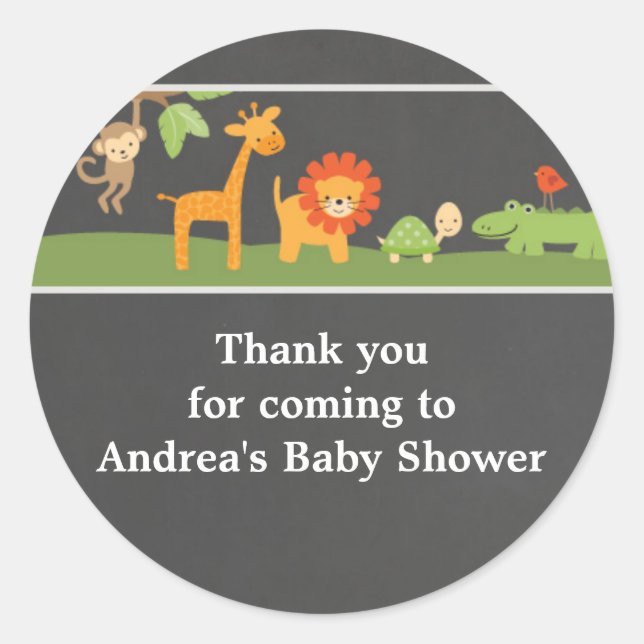 Adesivo Redondo Vinhetas Safari Selvagens de Fundo do Quadro (Frente)