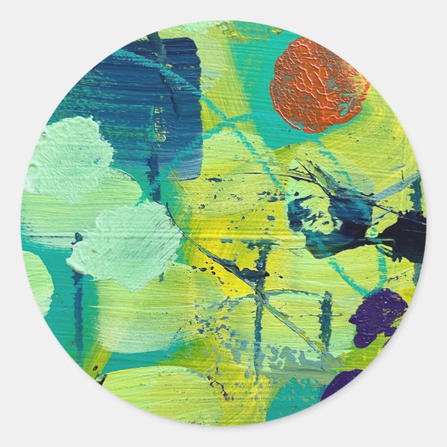 Adesivo Redondo Vinhetas/selos em Design de prados abertos/fencepo (Frente)