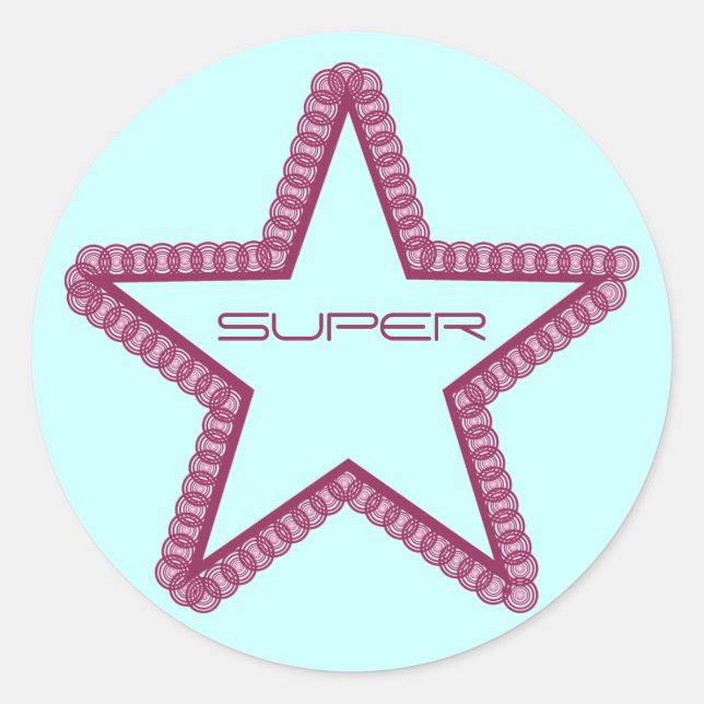 Adesivo Redondo Vinhetas Superstar Grunge, Fuchsia (Frente)
