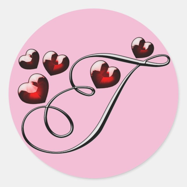 Adesivo Redondo vinhetas T iniciais monograma (Frente)