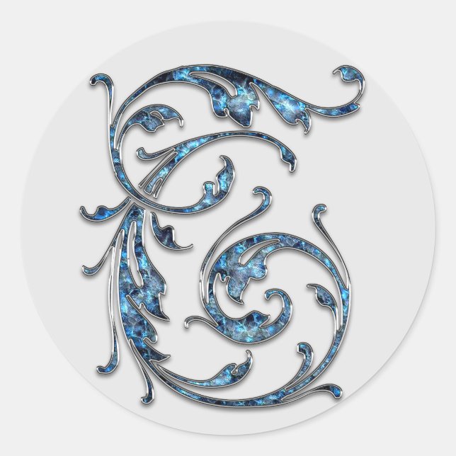 Adesivo Redondo vinhetas T iniciais monograma (Frente)