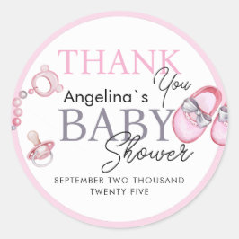 Adesivo Redondo Vinhetas te obrigado por chá de fraldas.