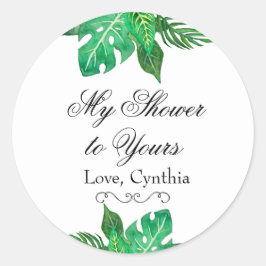 Adesivo Redondo Vinhetas Tropicais de Favor da Selva