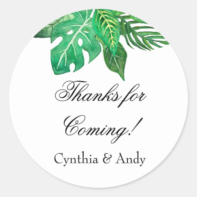 Adesivo Redondo Vinhetas Tropicais de Favor da Selva | Autocolante (Frente)