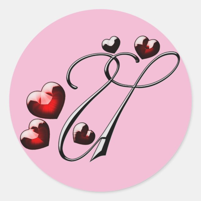 Adesivo Redondo vinhetas U iniciais monograma (Frente)