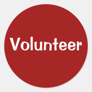 Adesivo Redondo Vinhetas-Voluntárias - Branco em Vermelho