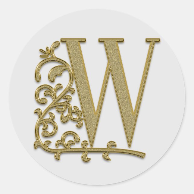 Adesivo Redondo vinhetas W iniciais de monograma (Frente)