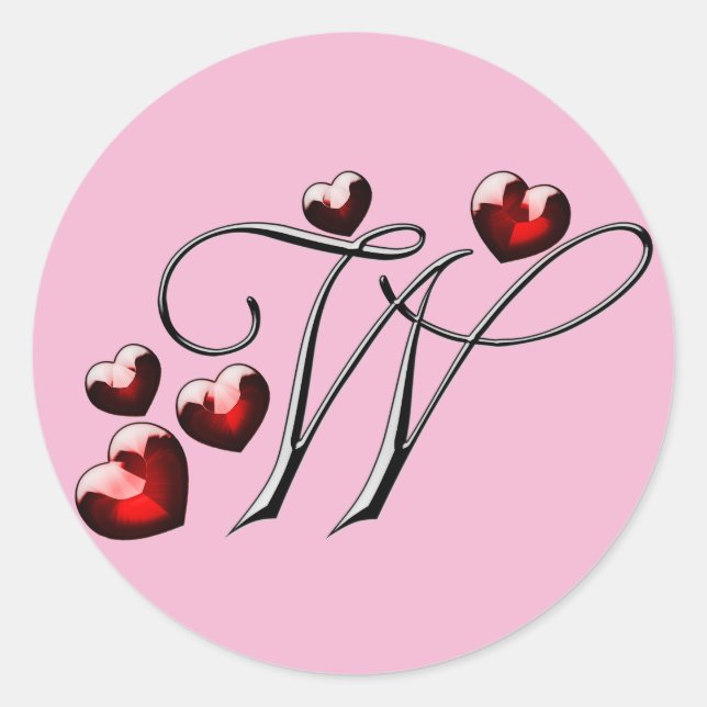 Adesivo Redondo vinhetas W iniciais de monograma (Frente)