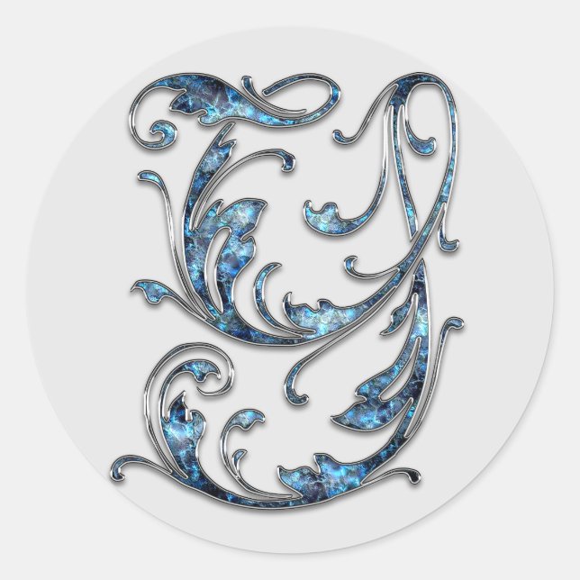 Adesivo Redondo vinhetas Y iniciais de monograma (Frente)