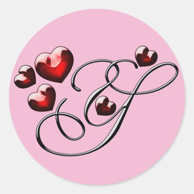 Adesivo Redondo vinhetas Y iniciais de monograma (Frente)