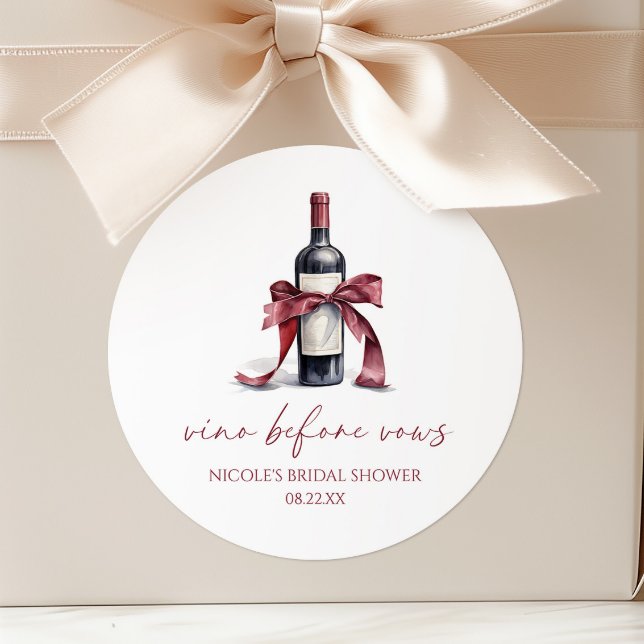 Adesivo Redondo Vinho Antes dos Votos Garrafa de Vinho Tinto Arco  (Criador carregado)