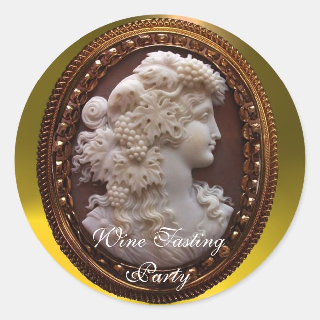 ADESIVO REDONDO VINHO BRANCO ANTIGO, UVAS E UVAS (Frente)