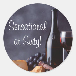 Adesivo Redondo Vinho e Vinheta de Queijo