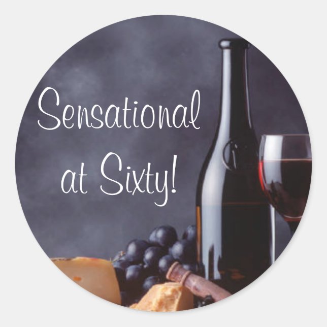 Adesivo Redondo Vinho e Vinheta de Queijo (Frente)