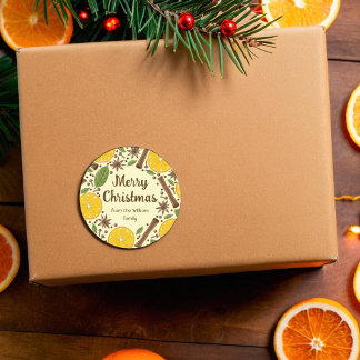 Adesivo Redondo Vinho encharcado de Natal amarelo claro