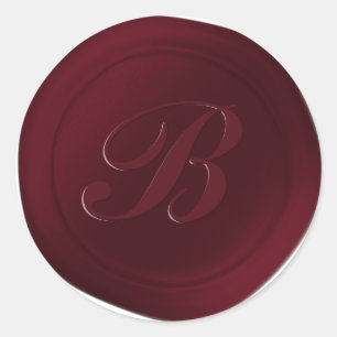 Adesivo Redondo Vinho Escuro Vermelho 1 - Letra Monograma Cera-Ved