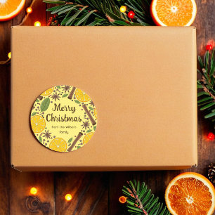Adesivo Redondo Vinho malhado de Natal apimentado amarelo brilhant