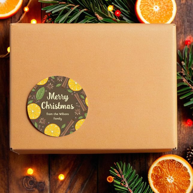 Adesivo Redondo Vinho marrom apimentado (Christmas mulled wine spicy brown classic round sticker)