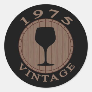Adesivo Redondo Vinho No Aniversário De 1975 Vintage