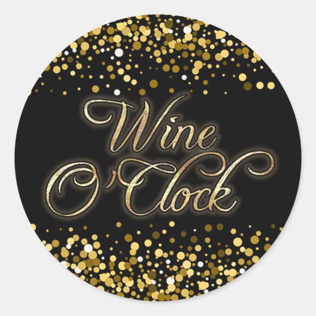 Adesivo Redondo Vinho O'Clock Dourado Sparkle (Frente)