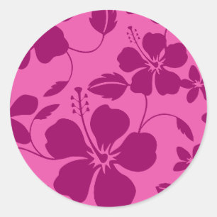 ADESIVO REDONDO VINHO TINTO BURGUNDY COM HULA HAWAIANO (HIBISCO)
