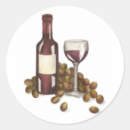 Adesivo Redondo Vinho Tinto Provando Uvas De Vidro Vidro Maquinari