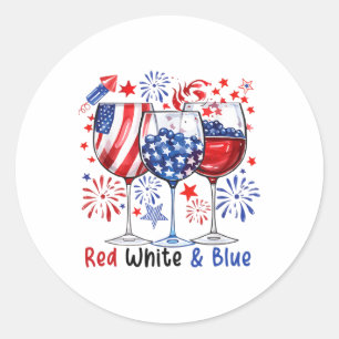 Adesivo Redondo Vinho Vermelho E Azul 4 De Julho Vinho Branco