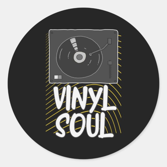 Adesivo Redondo Vinil Soul Record Turntable DJ (Frente)