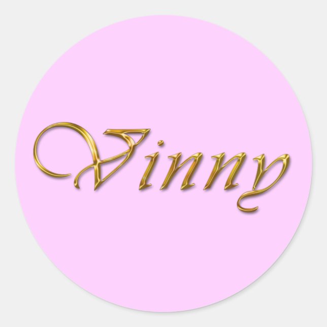 Adesivo Redondo VINNY Name Branded Personalised Fun Gift Stickers (Frente)