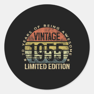 Adesivo Redondo Vintage 1955 Limited Edition com 70 anos de idade