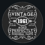 Adesivo Redondo Vintage 1961 Man Myth Legend 60th Birthday<br><div class="desc">Torne a sua celebração de aniversário ainda mais especial com este desenho bonito e colorido. Uma adição perfeita para a sua coleção de presentes de aniversário. Um deve vestir roupa para uma celebrante de aniversário.</div>