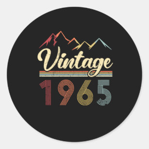 Adesivo Redondo Vintage 1965 56th Birthday Retro 56 Anos de Idade