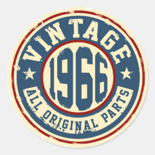 Adesivo Redondo Vintage 1966 - Todas as peças originais
