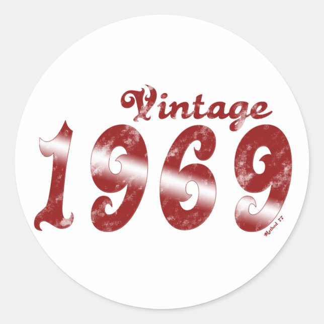 Adesivo Redondo Vintage 1969 Sticker (Frente)