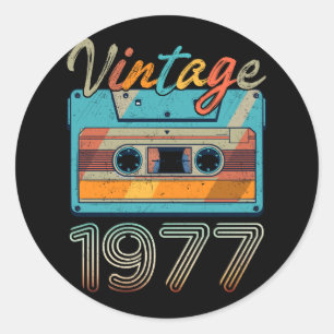 Adesivo Redondo Vintage 1977 Cassette Tape Retro 46º aniversário 4