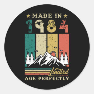 Adesivo Redondo Vintage 1984 Aniversário