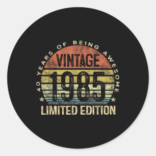 Adesivo Redondo Vintage 1985 Limited Edition - 40 anos - Gifts 40t