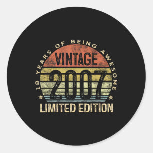 Adesivo Redondo Vintage 2007 Limited Edition com 18 anos de idade