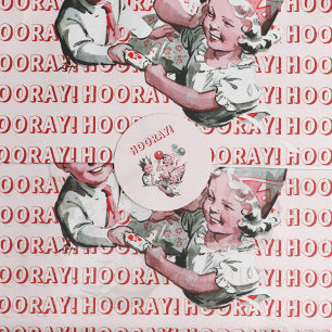 Adesivo Redondo Vintage 50 Hooray Children Aniversário