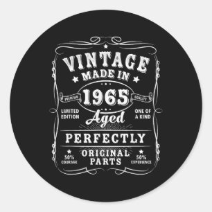 Adesivo Redondo Vintage 60 Aniversações Homens 60 anos 1965 60