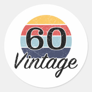 Adesivo Redondo Vintage 60th Birthday Sunset