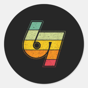 Adesivo Redondo Vintage 6 7 Meme Seis Sete Logotipo Namaste Engraç
