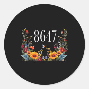 Adesivo Redondo Vintage 86 47 Anti-trump Flower Presidente