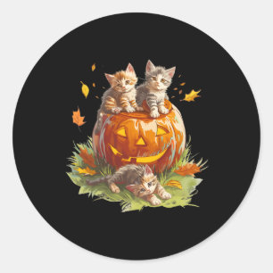 Adesivo Redondo Vintage 90s Cat Pumpkin Halloween Para Homens Bo